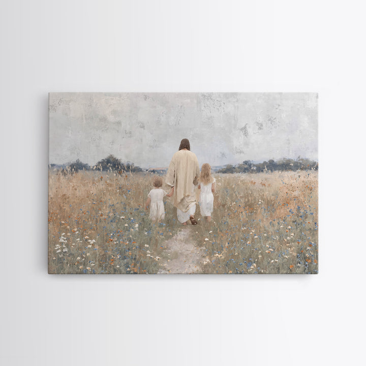 Path Of Peace – Framed Canvas Print – Christian Wall Art – Jesus Painting – Christian Art Canvas – Pastoral Scenery – Christian Christmas A