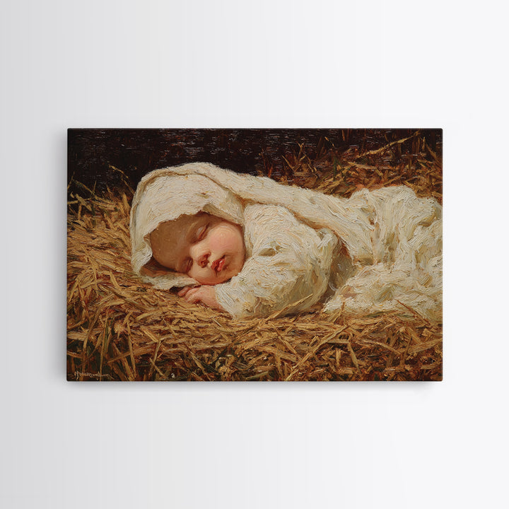 Manger Star Rest | Framed Canvas Print | Jesus Christmas Art | Christian Art Canvas | Vintage Christmas Art | Christian Wall Art | Christma