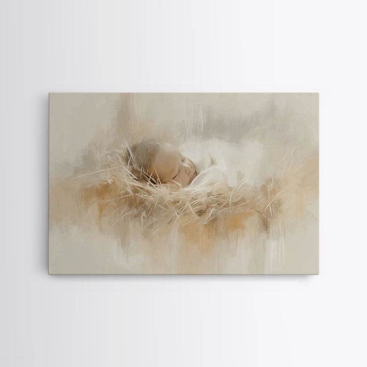 Gentle Nativity Still | Framed Canvas Print | Christian Art Canvas | White Christmas Art | Christian Christmas Art | Christian Wall Art | M