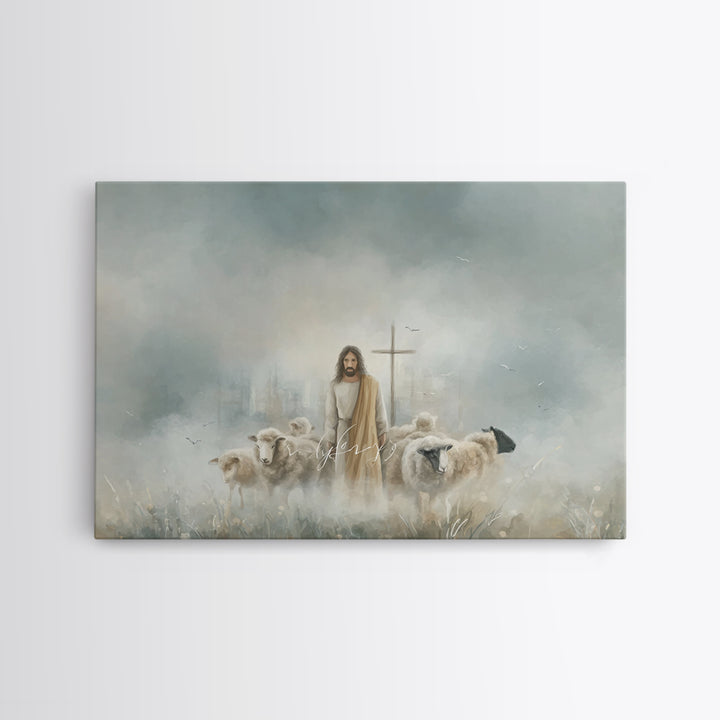 Shepherd Of Mercy – Framed Canvas Print – Christian Wall Art – Jesus Painting – Christian Art Canvas – Large Christian Painting – Christian