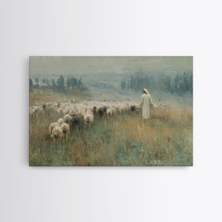 Shepherds Of Dawn – Framed Canvas Print – Christian Wall Art – Jesus Painting – Christian Art Canvas – Christmas Art