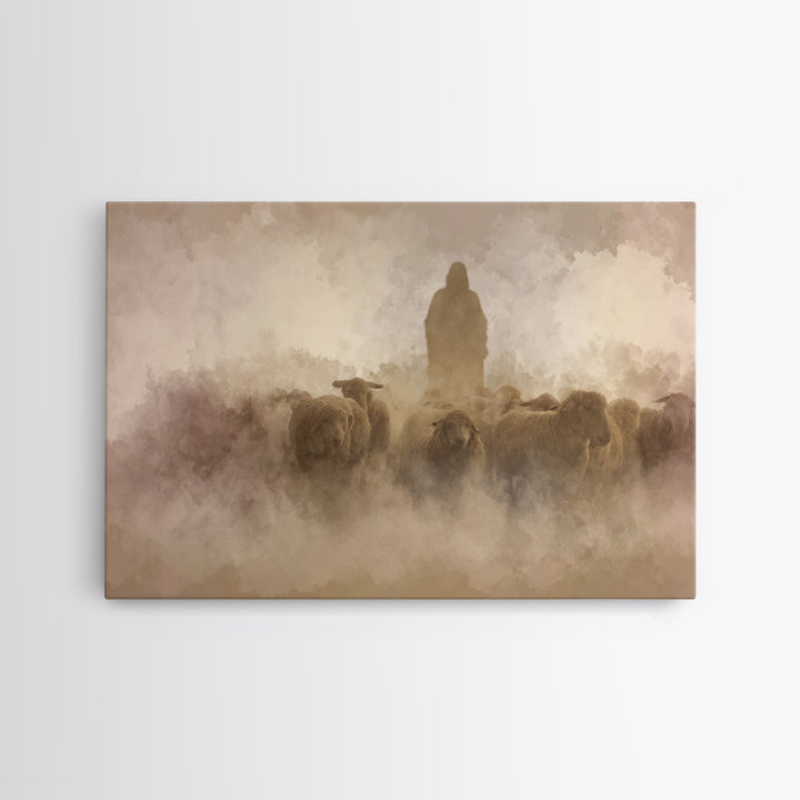 Silent Shepherd Path – Framed Canvas Print – Christian Art Canvas – Christian Wall Art – Jesus Painting – Christian Christmas