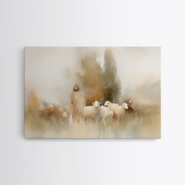 Shepherd’s Embrace – Framed Canvas Print – Christian Art Canvas – Christian Wall Art – Jesus Painting – Christmas Art