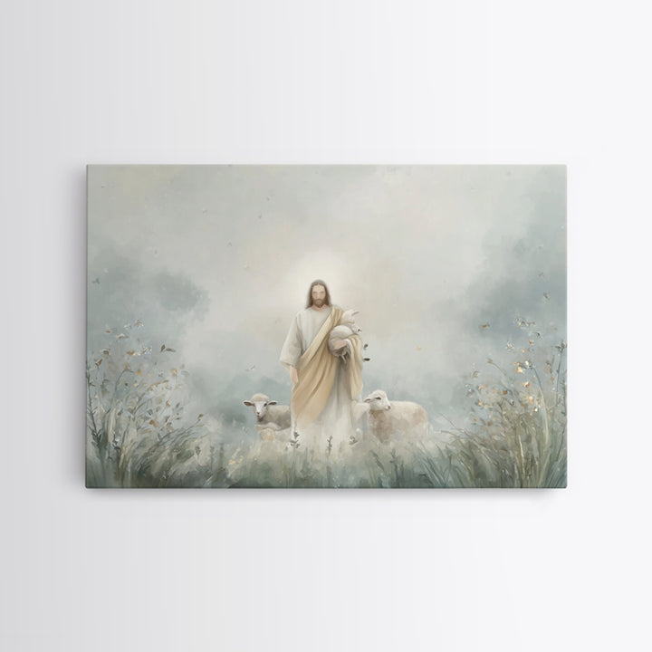 Autumn Shepherd Stillness | Framed Canvas Print | Christian Wall Art | Christian Art Canvas | Jesus Painting | Christmas Art