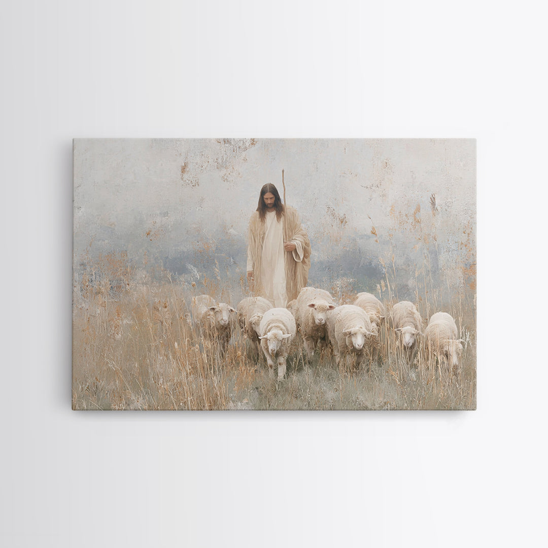 Grace In The Meadow – Framed Canvas Print – Christian Wall Art – Christian Art Canvas – Jesus Painting – Christian Christmas Art