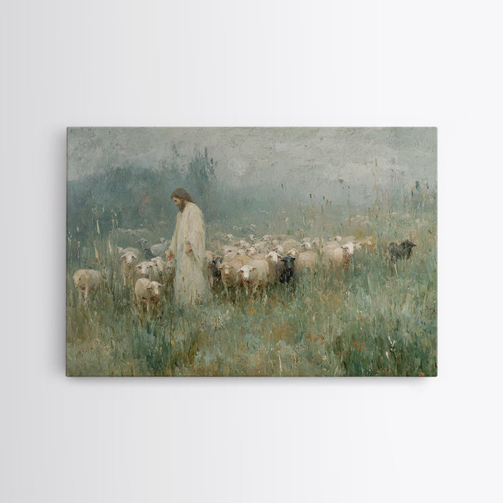 Pasture Of Peace | Framed Canvas Print | Christian Art Canvas | Christian Wall Art | Jesus Painting | Christian Art
