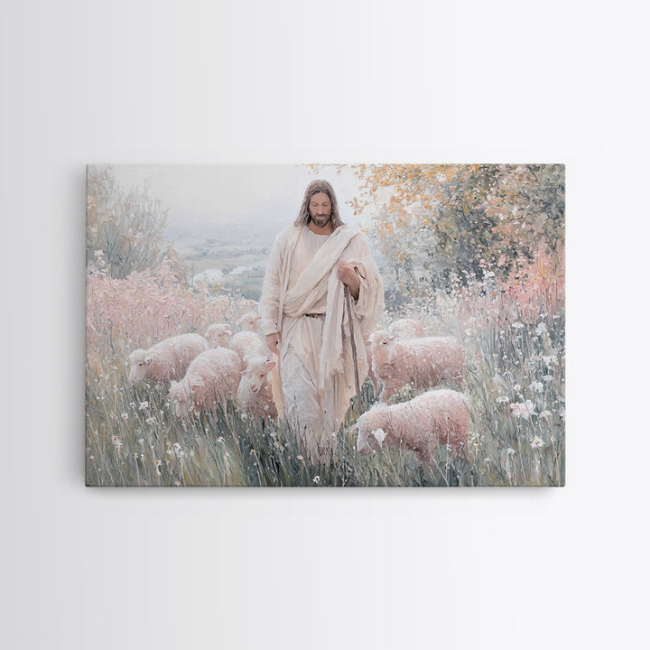 Garden Of His Care – Framed Canvas Print – Christian Art Canvas – Jesus Painting – Christian Wall Art – Christian Art