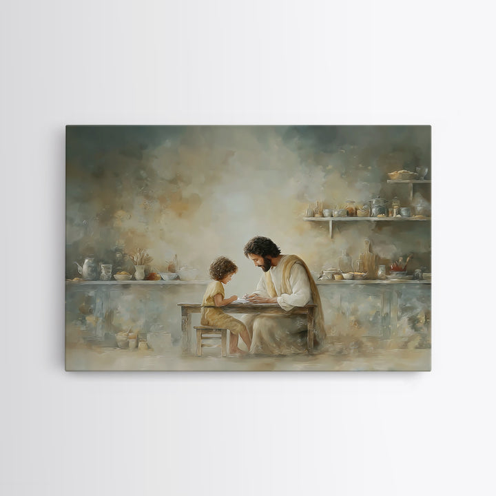 Bread Of Blessing, Framed Canvas Print, Christian Art Canvas, Jesus Painting, Christian Wall Art, Modern Christian Art, Christian Decor