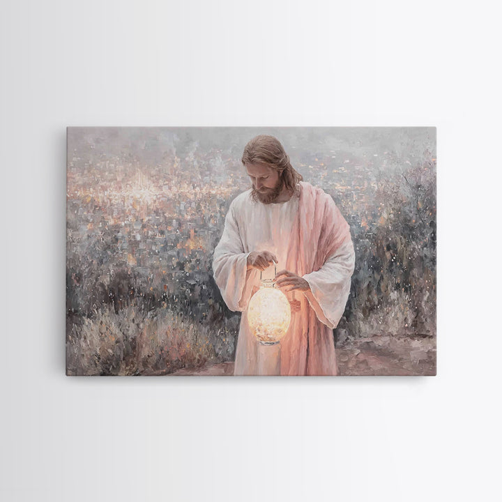 City Of Light – Framed Canvas Print – Jesus Painting – Christian Wall Art – Christian Art Canvas – Christian Christmas Art – Unique Christi