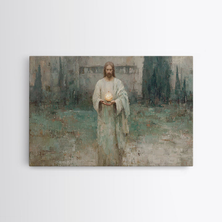 Eternal Glow, Framed Canvas Print, Christian Wall Art, Christian Art Canvas, Jesus Painting, Subtle Christian Art, Christian Decor