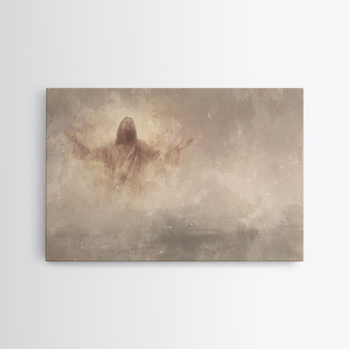 Heavenly Rise – Framed Canvas Print – Christian Art Canvas – Jesus Painting – Christian Wall Art – Christian Gift – Modern Christian Art