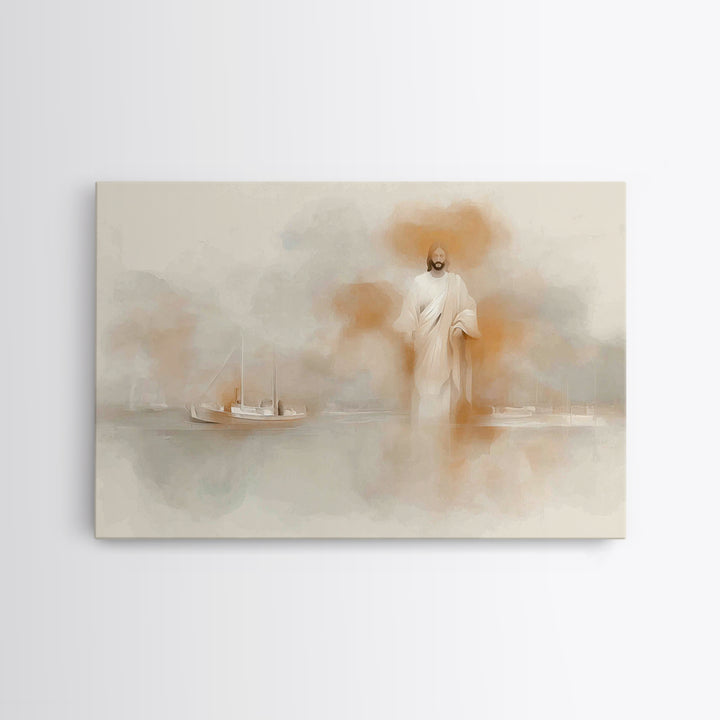 Calm Sea Promise, Framed Canvas Print, Christian Art Canvas, Jesus Painting, Christian Wall Art, Large Christian Art, Christian Gift Ideas