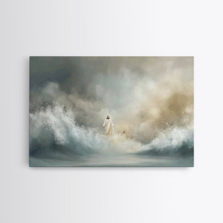 The Guiding Tide – Framed Canvas Print – Jesus Painting – Christian Wall Art – Christian Art Canvas – Christian Christmas Art – Modern Chri