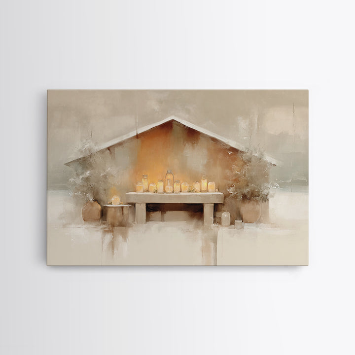 Humble Manger Stillness | Framed Canvas Print | Christian Wall Art | Christian Art Canvas | Christmas Art | Subtle Christian Art | Christia
