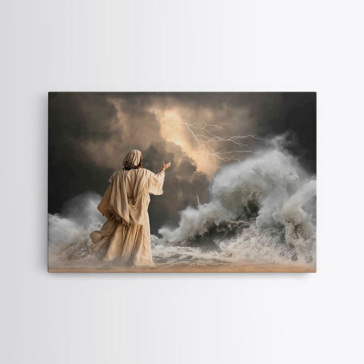 Thunderous Mercy | Framed Canvas Print | Christian Wall Art | Jesus Canvas Art | Christian Art Painting | Moody Christian Art | Christian D