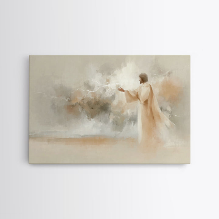 Divine Stillness – Framed Canvas Print – Minimalist Christian Art – Christian Wall Art – Jesus Painting – Christian Art Canvas – Abstract C