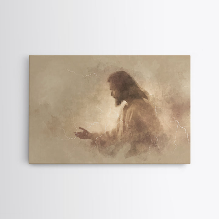 Radiant Mercy – Framed Canvas Print – Christian Art Canvas – Moody Christian Art – Jesus Art Print – Christian Wall Art – Unique Christian