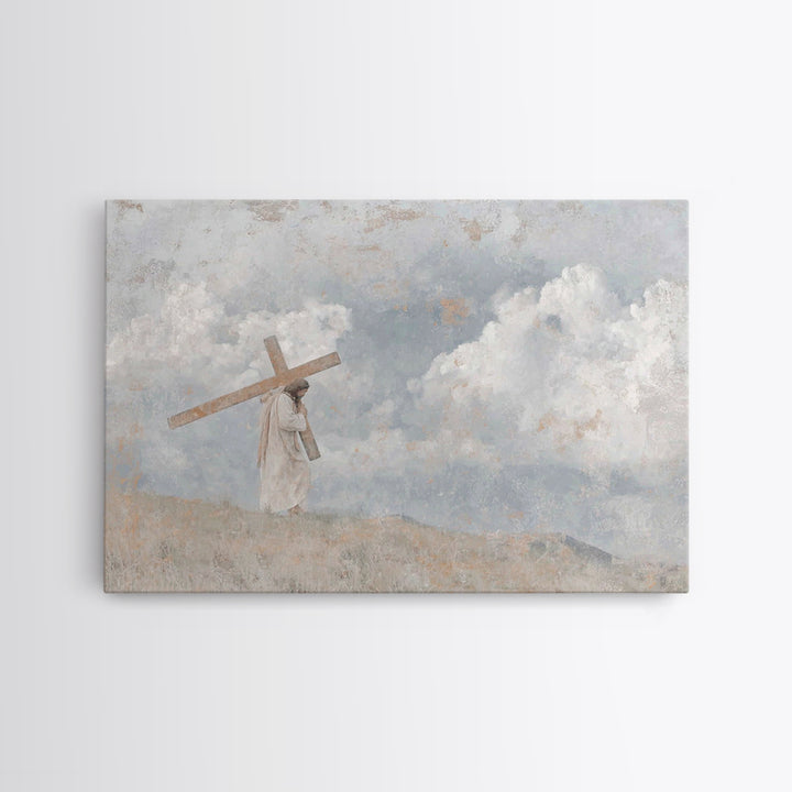 Calvary Sky – Framed Canvas Print – Christian Art Canvas – Christian Wall Art – Jesus Painting – Modern Christian Painting – Christian Gift