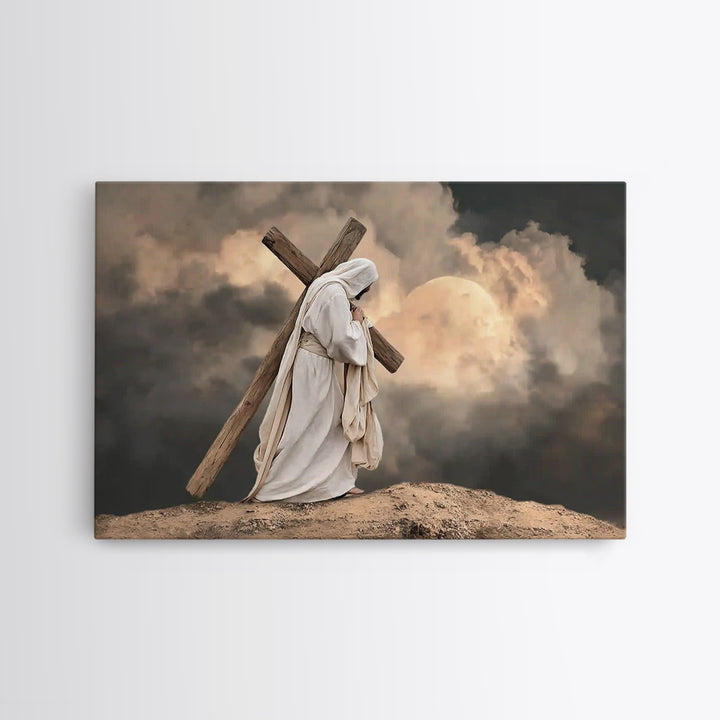 Burden Of Grace – Framed Canvas Print – Christian Art Canvas – Jesus Painting – Christian Wall Art – Modern Christian Art – Christian Decor