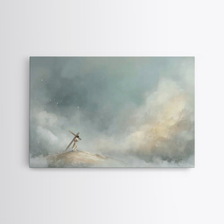 Hilltop Journey – Framed Canvas Print – Jesus Painting – Christian Art Canvas – Christian Wall Art – Subtle Christian Art – Christian Gift