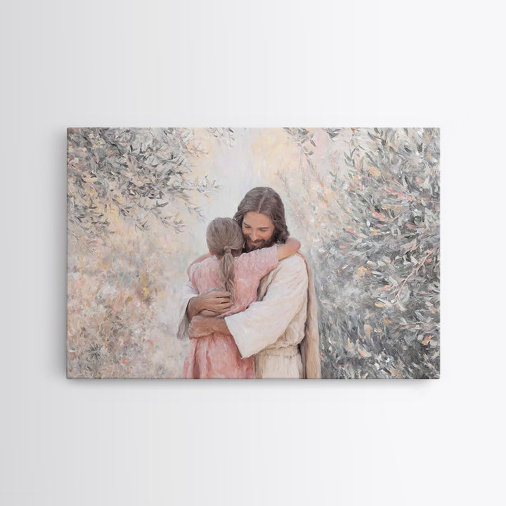 Compassion Embrace – Framed Canvas Print – Jesus Painting – Christian Wall Art – Christian Art Canvas – Christian Gift – Modern Christian A