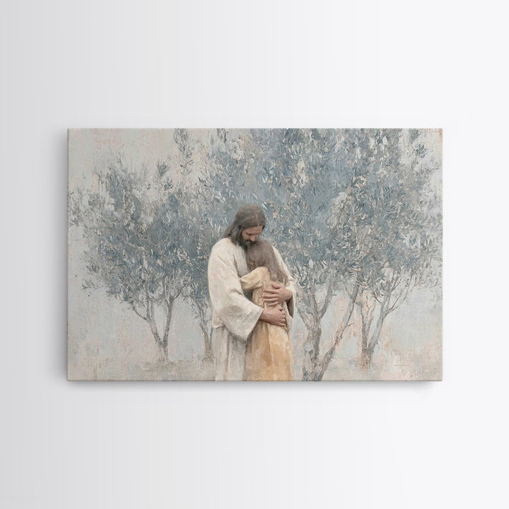 Olive Grove Peace – Framed Canvas Print – Christian Art Canvas – Jesus Painting – Christian Wall Art – Subtle Christian Paintings – Christi