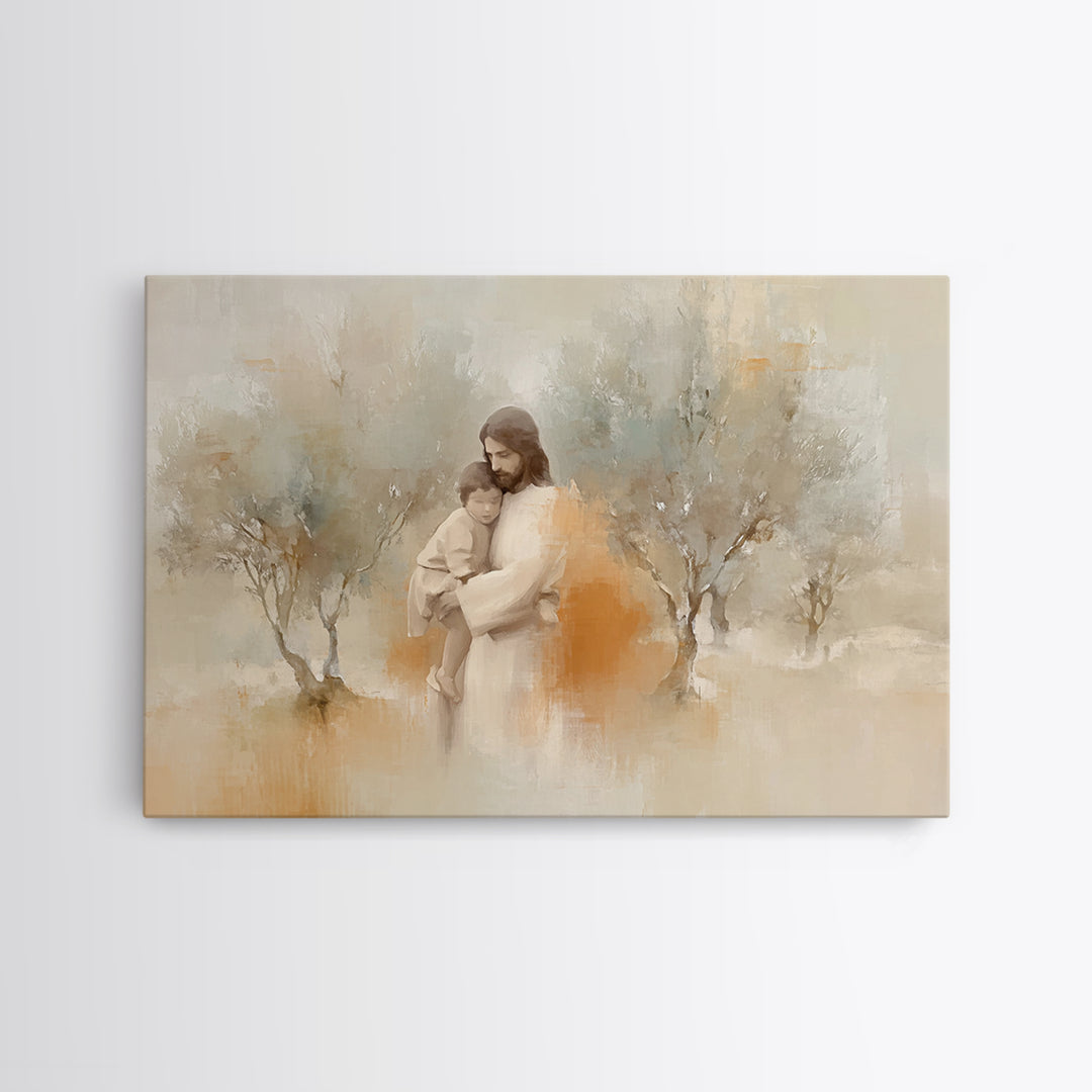 Sheltering Light – Framed Canvas Print – Christian Art Canvas – Jesus Painting – Christian Wall Art – Christian Gift Ideas – Large Christia