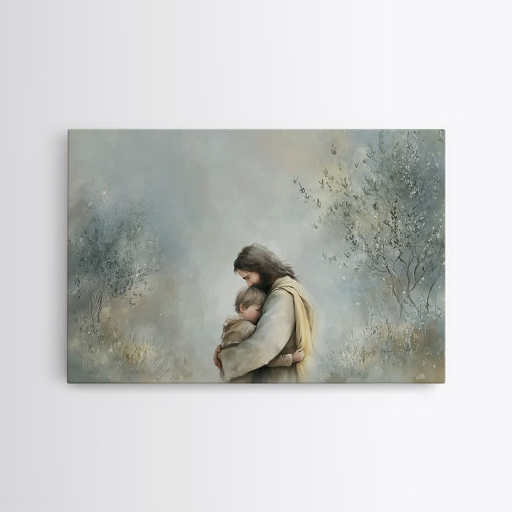 Sacred Holding – Framed Canvas Print – Christian Art Canvas – Jesus Painting – Christian Wall Art – Vintage Christian Art – Christian Home