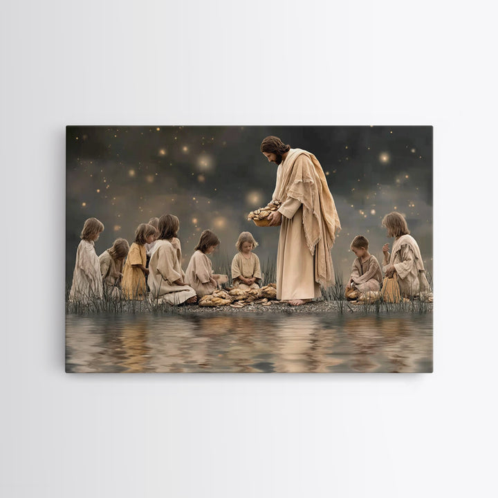 Bread Of Mercy – Framed Canvas Print – Jesus Painting – Christian Art Canvas – Christian Wall Art – Large Christian Art – Modern Christian