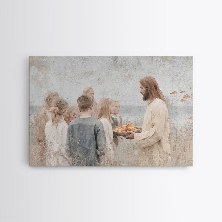 Gathered Blessing – Framed Canvas Print – Christian Art Canvas – Christian Wall Art – Jesus Painting – Christian Art Print – Christian Deco