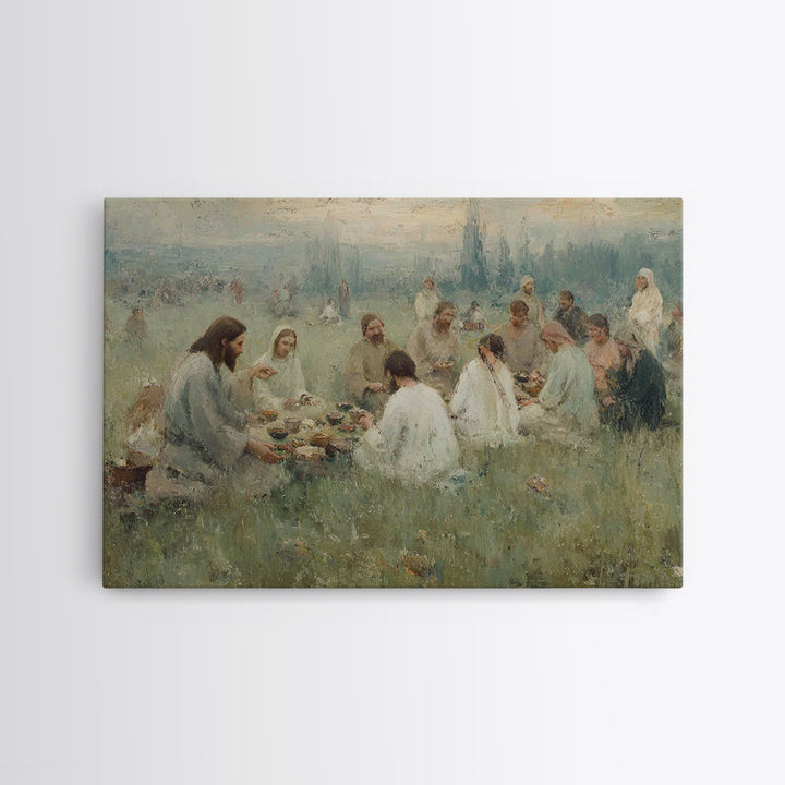 Fields Of Sharing – Framed Canvas Print – Christian Art Canvas – Large Christian Painting – Christian Wall Art – Subtle Christian Paintings