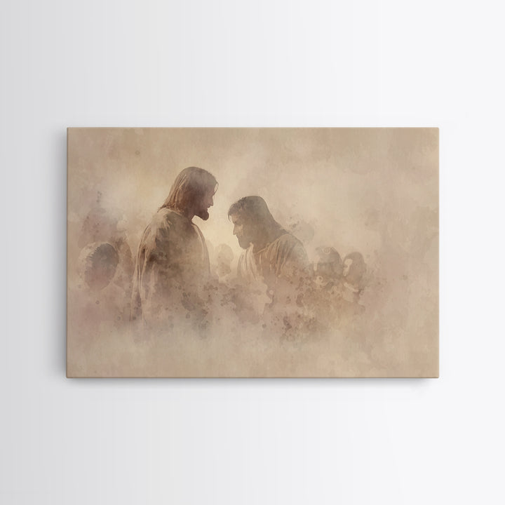 Quiet Grace Dawn, Framed Canvas Print, Christian Wall Art, Christian Art Canvas, Jesus Painting, Christian Christmas Art, Christian Decor