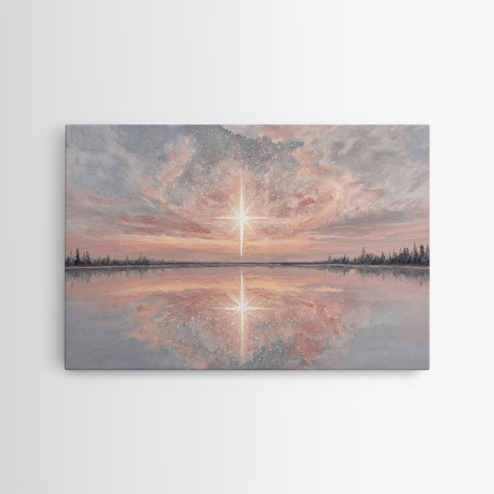 Heavenly Dawn Star | Framed Canvas Print | Christian Art Canvas | Christian Christmas Decor | Christian Painting | Christmas Wall Art | Vin