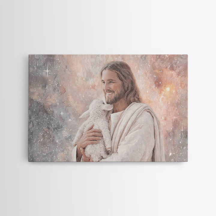 Joyful Shepherd Love | Framed Canvas Print | Jesus Canvas Art | Christian Wall Art | Christian Art Work | Christian Decor | Christian Gift
