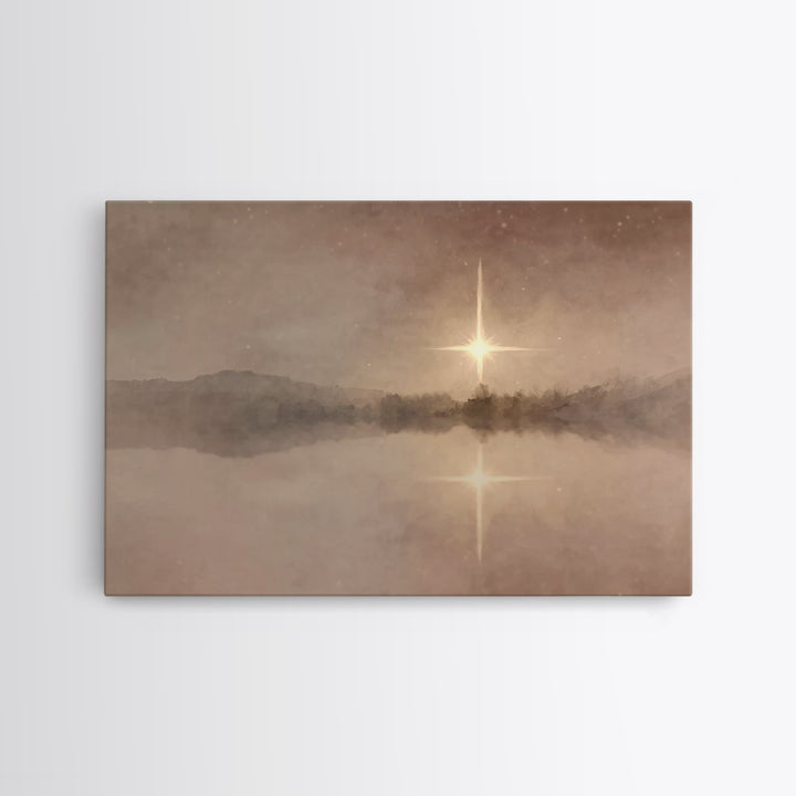 Silent Bethlehem Light, Framed Canvas Print, Christian Wall Art, Christmas Art Prints, Christian Art Canvas, Moody Christmas Art, Christian