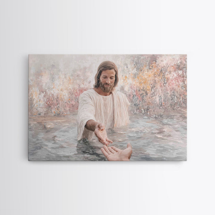 The Saving Hand – Framed Canvas Print – Christian Wall Art – Jesus Painting – Christian Art Canvas – Christian Decor – Christian Gift Ideas