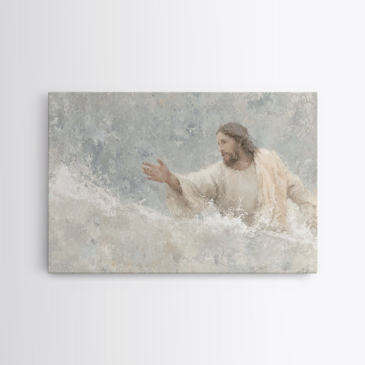Waves Of Hope, Framed Canvas Print, Jesus Painting, Christian Wall Art, Christian Art Canvas, Large Christian Art, Christian Gift Ideas