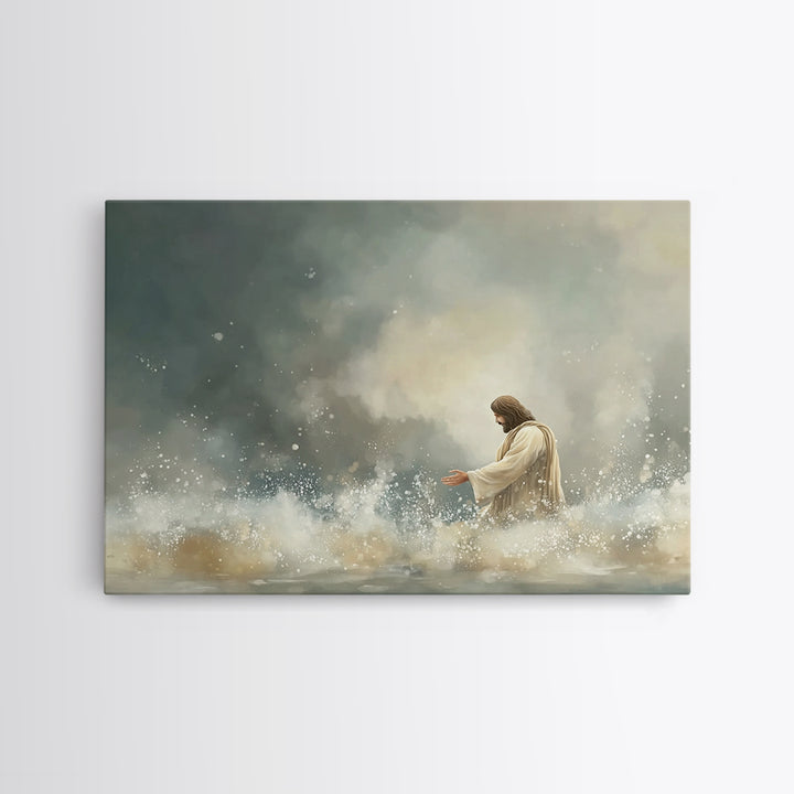 Calm In The Storm | Framed Canvas Print | Christian Art Canvas | Jesus Painting | Modern Christian Art | Christian Wall Art | Christian Dec
