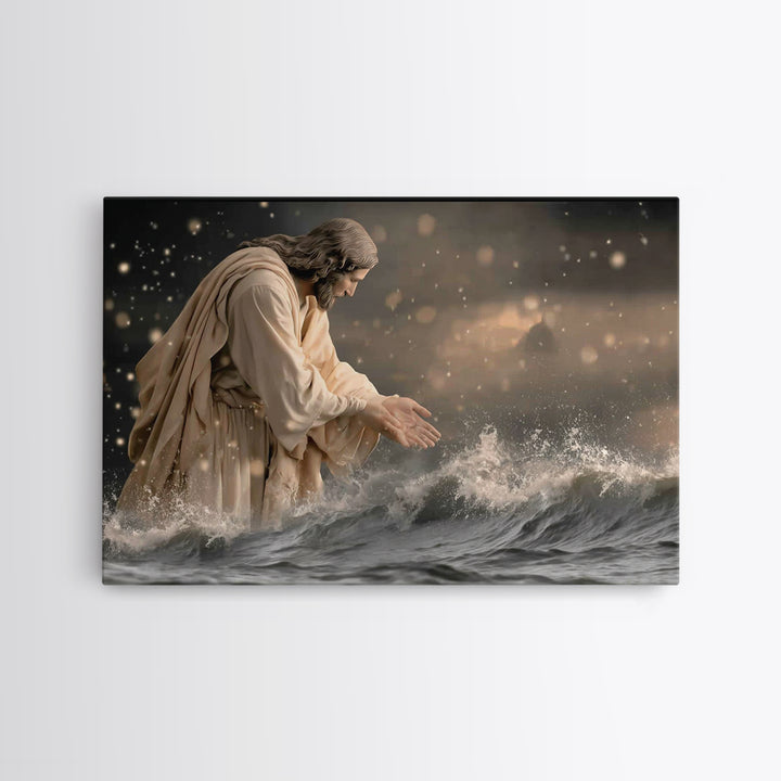 Night Of Peace, Framed Canvas Print, Christian Art Canvas, Jesus Painting, Christian Wall Art, Moody Christian Art, Christian Gift Ideas