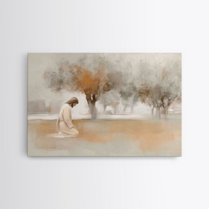Garden Prayer – Framed Canvas Print – Christian Wall Art – Christian Art Canvas – Jesus Painting – Minimalist Christian Art – Christian Dec