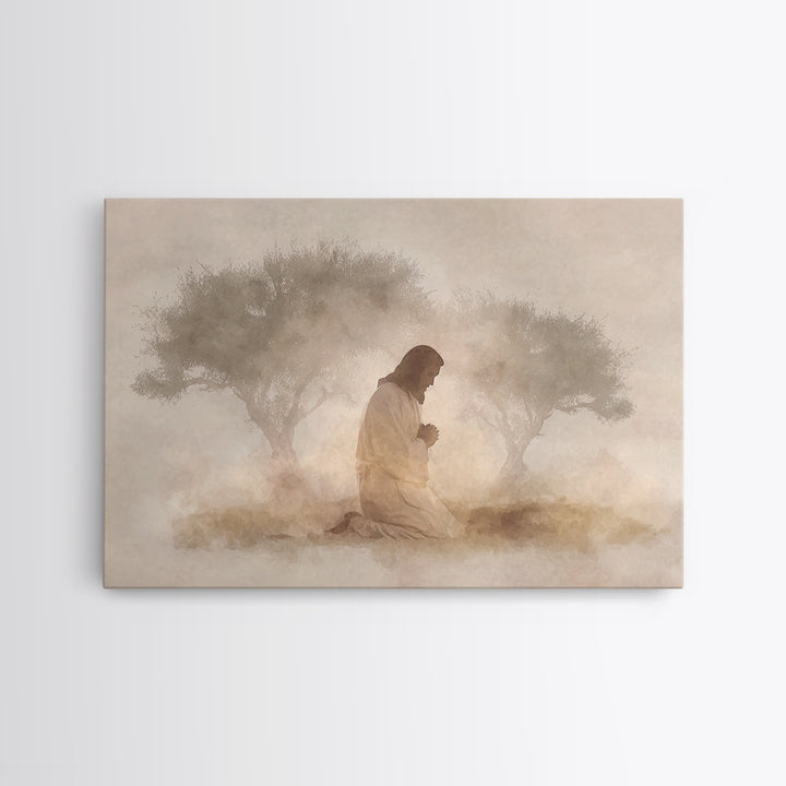 Quiet Supplication, Framed Canvas Print, Christian Art Canvas, Jesus Painting, Christian Wall Art, Subtle Christian Art, Christian Gift Ide