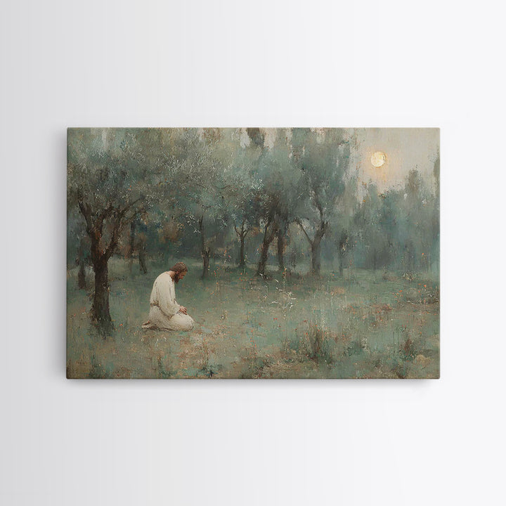 Garden Of Prayer - Framed Canvas Print - Christian Wall Art - Jesus Painting - Christian Art Canvas - Vintage Christian Art