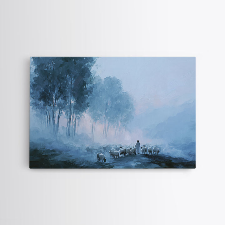 Misty Guidance – Framed Canvas Print – Christian Wall Art – Modern Christian Art – Jesus Painting – Christian Art Canvas