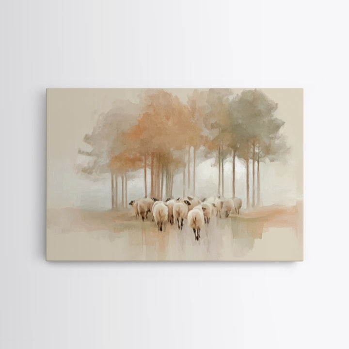 Autumn Flock – Framed Canvas Print – Christian Art Canvas – Christian Art Print – Christian Wall Art – Vintage Christian Art