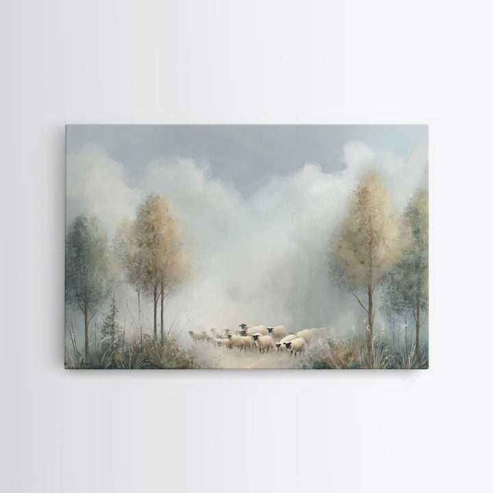 Pasture Stillness – Framed Canvas Print – Christian Wall Art – Christian Art Canvas – Minimalist Christian Art – Christian Painting