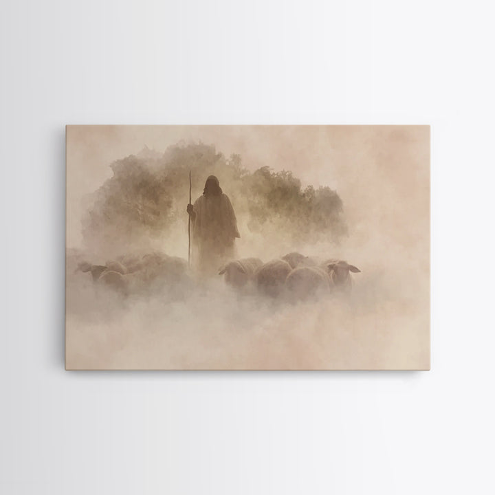 Shepherd In Light – Framed Canvas Print – Christian Wall Art – Christian Art Canvas – Christian Art Work – Modern Christian Art
