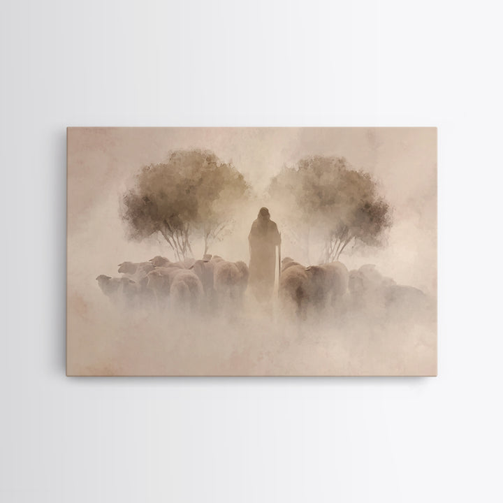 Guiding Presence – Framed Canvas Print – Christian Art Canvas – Jesus Painting – Christian Wall Art – Subtle Christian Paintings