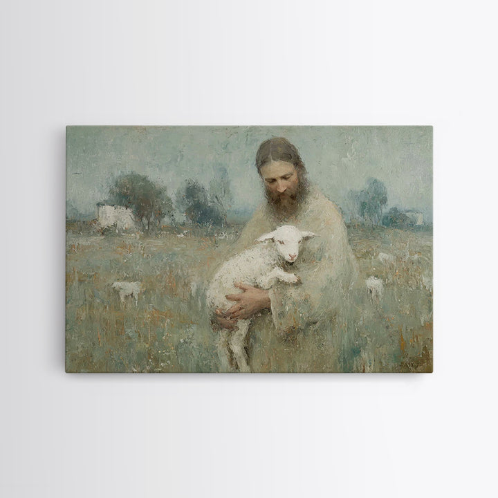 Pastoral Shepherd Calm – Framed Canvas Print – Christian Art – Jesus Painting – Christian Wall Art – Christian Art Canvas – Christmas Art –