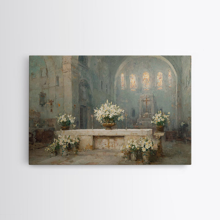 Cathedral White Lilies | Framed Canvas Print | Christian Wall Art | Christian Painting | Framed Christian Art | Christian Art Canvas | Chri