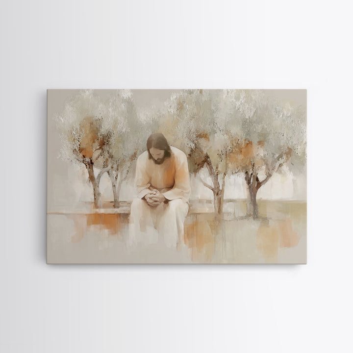 Quiet Garden Prayer – Framed Canvas Print – Christian Wall Art – Christian Art Canvas – Jesus Painting – Christian Art – Christmas Art – Ch